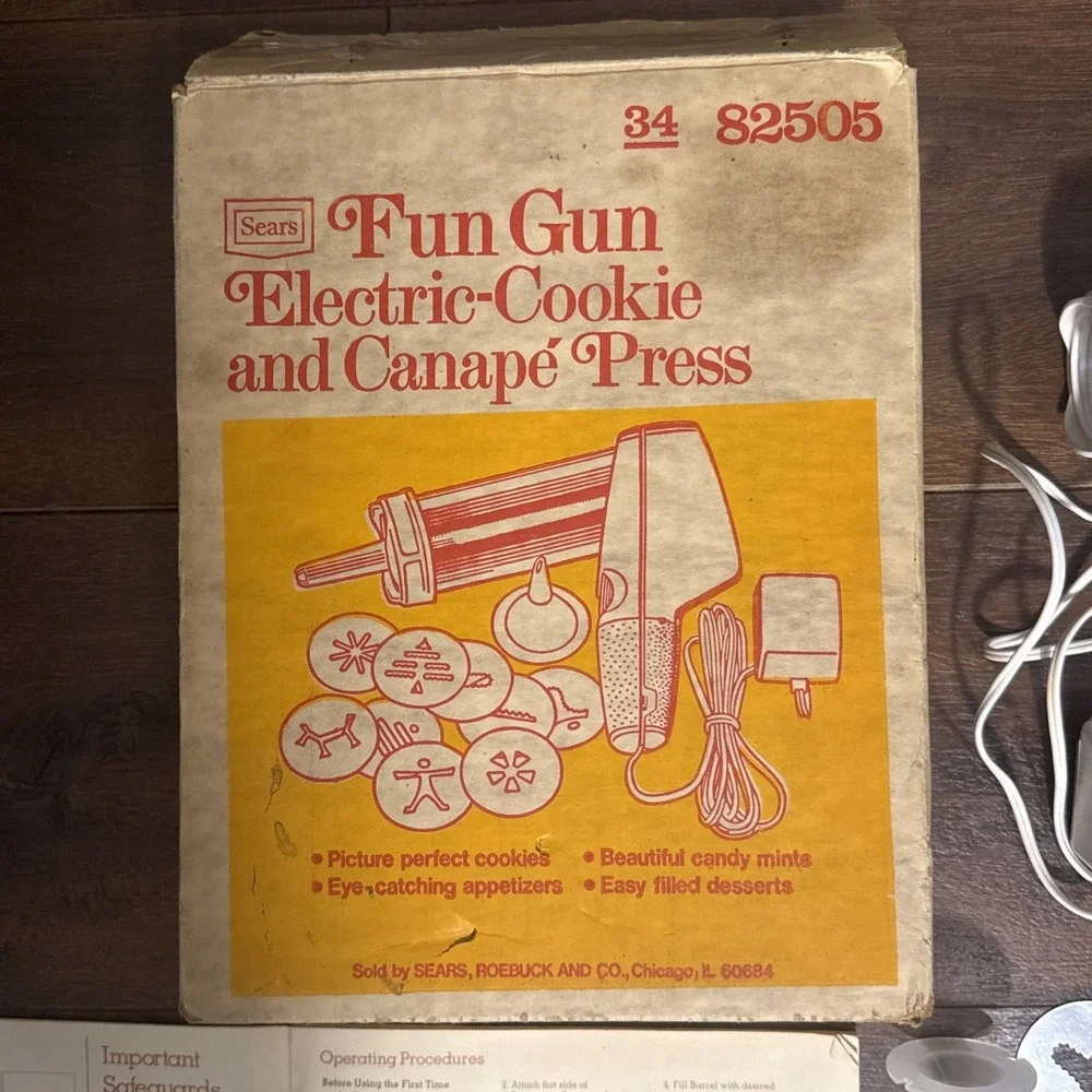 Vintage Sears Fun Gun Electric Cookie Canape Press 82505 Complete Tested‎